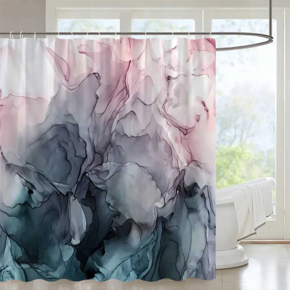 Shower Curtains Marble Shower Curtain Set Creativity Texture Fabric Home Decor Bath Curtains Bathroom Products Polyester Hanging Cloth Hooks