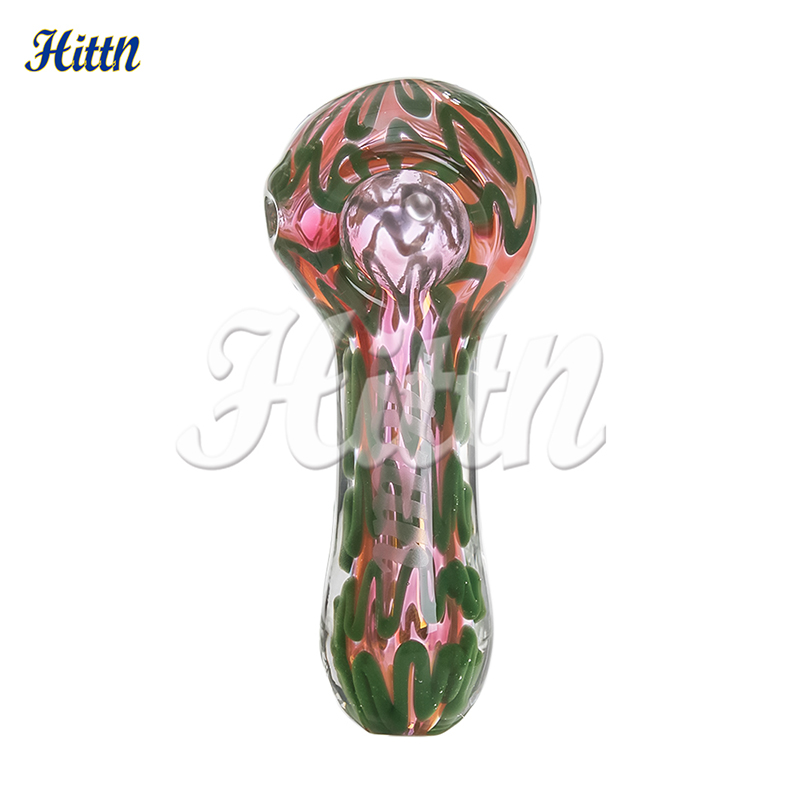 Hittn Glass Smoking Hand Pipe 4インチシルバーハンドボローグラススプーンハンドパイプドライハーブタバコ420パイプ