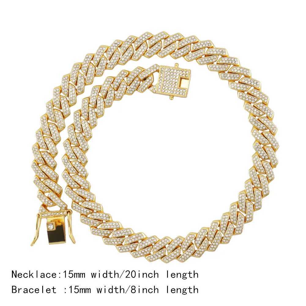 Other for Men Women Luxury Necklace Bracelet Jewelry Set Bling Gold Silver Multicolour Diamond Cuban Chain Clock YQ240122