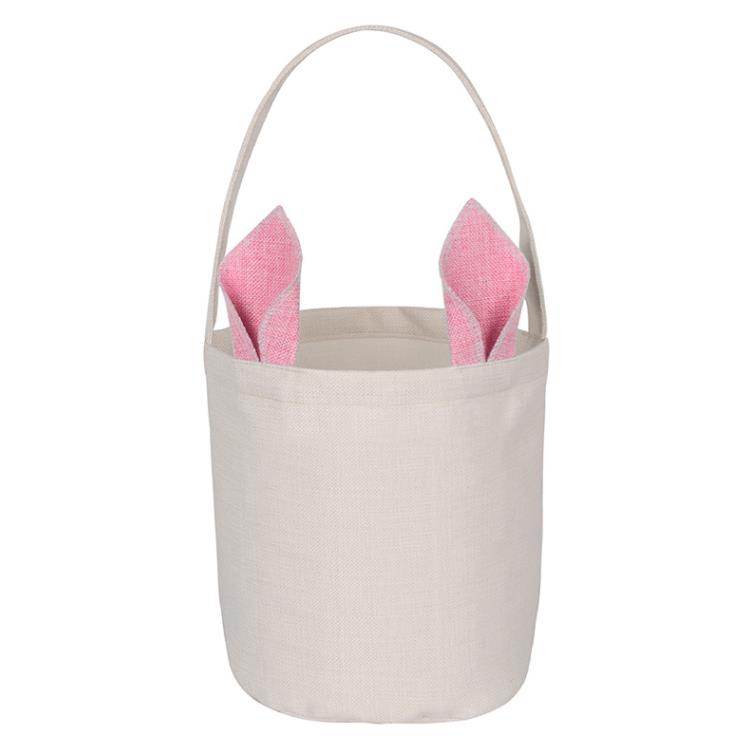 Bolsa de conejito de Pascua personalizada Sublimación festiva Cesta de conejo Decoración de oreja larga Cubo de juguete de caramelo Bolso de picnic portátil al aire libre SN5344