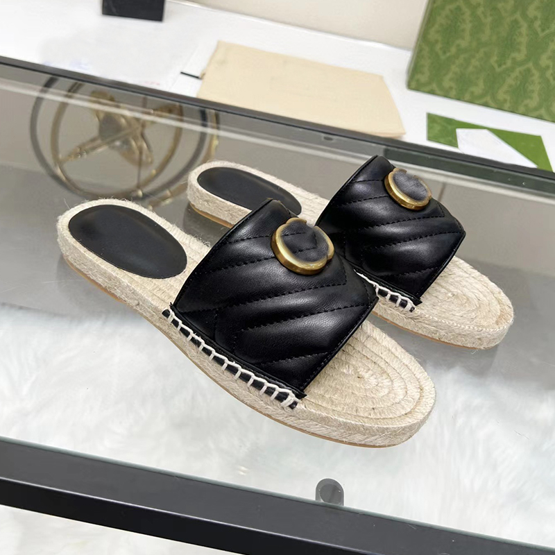 Sandalias de diseño Sandalias planas de piel de vacuno para mujer tejidas con cordel para comodidad al aire libre zapatillas con punta abierta