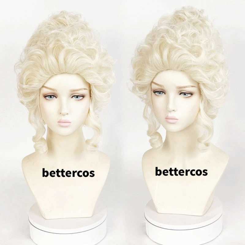 Cosplay Wigs Marie Antoinette Cosplay Wigs Costume Accessory Princess Medium Curly Heat Resistant Synthetic Hair Wig + Wig CapL240124