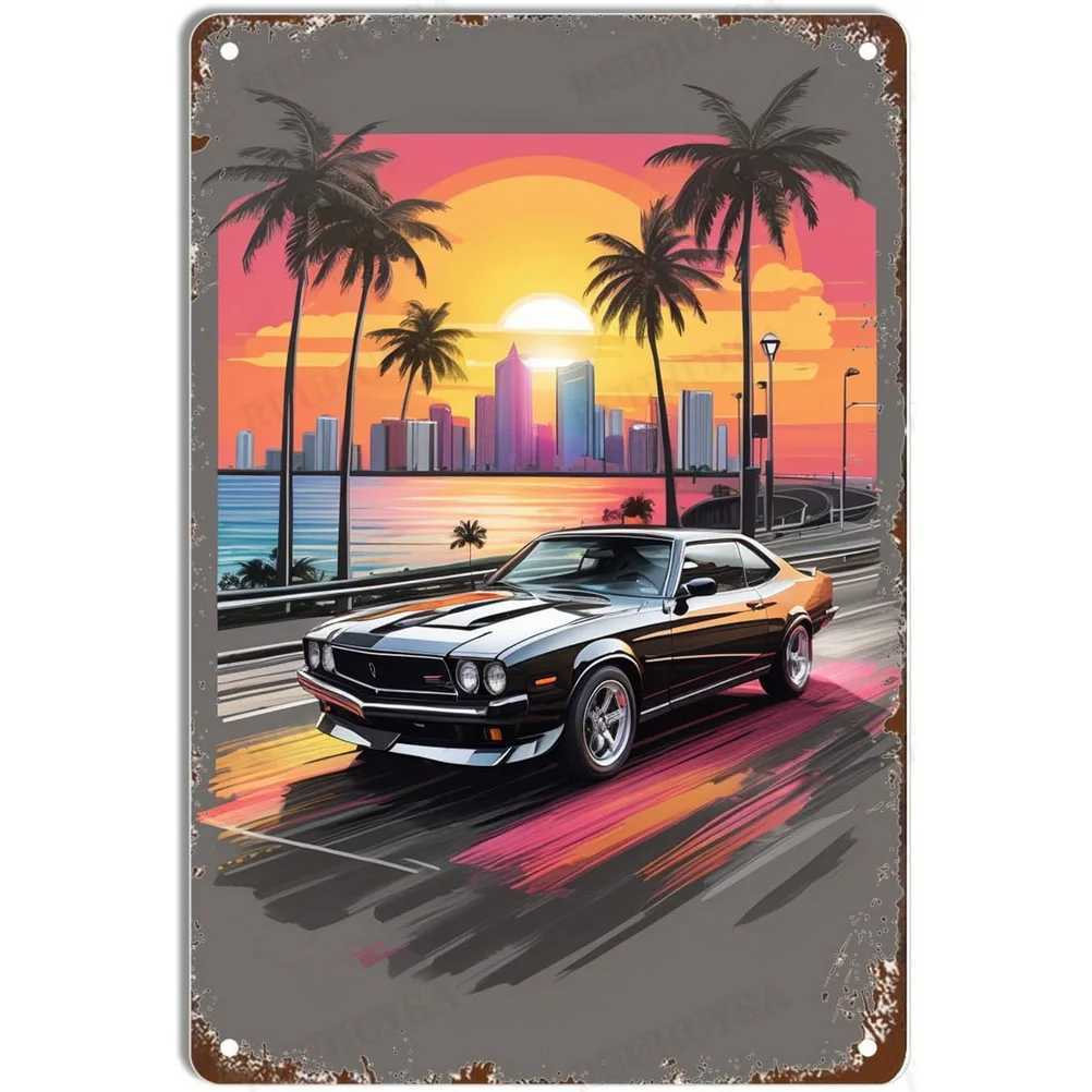 Pintura de metal vintage automóvel carro veículo metal estanho sinais cartaz do carro decoração da parede para casa bares garagem café clubes retro cartaz placa