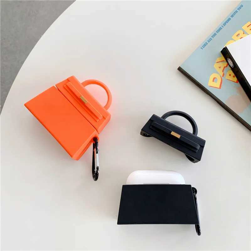 Casos de telefone celular laranja preto luxo design bolsa fone de ouvido para apple airpods 2 3 pro macio silicone proteção fone de ouvido capa acessórios