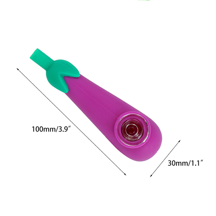 Tubo sigarette in silicone colorato stile melanzana Pipa tabacco alle erbe Rigs olio Foro in vetro Ciotola filtro Tubi portatili Tubo portasigarette