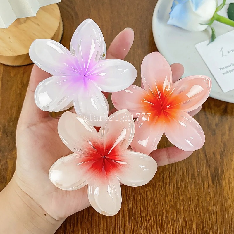 Retro 8 cm Frauen Mädchen Hawaiian Blume Haar Klaue Große Blume Dusche Clip Haar für Frau Clip Krabben Hai Haar greifer Klammern Damen Koreanische Zubehör