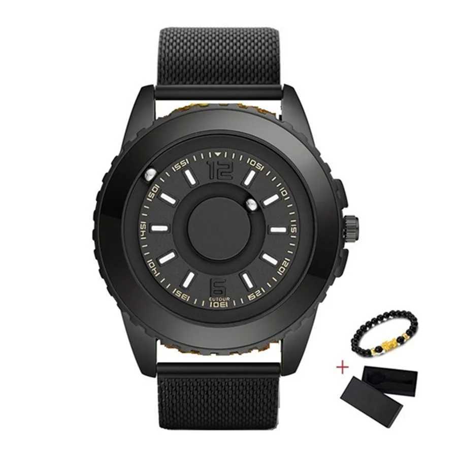 Andra Eutour Black Clock Magnet Ball Pointer Quartz Men Waterproof Wrist Nylon Strap Mens Top Brand Luxury 2019 YQ240122