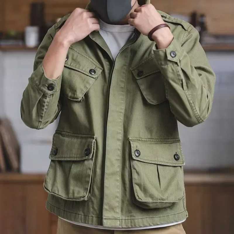 Men's Jackets Spring Autumn New Jungle Jacket Military Paratrooper Suit Men Overalls Casual Coat Top Army Solid color Male Clothes Outerwear J240125