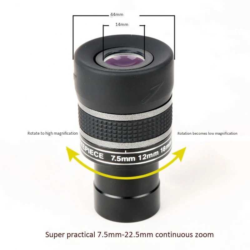 Telescopes Angeleyes 7.5-22.5mm Zoom Professional Telescope Eyepiece 1.25 inch Metal Accessories High Magnification Continuous Zoom YQ240124