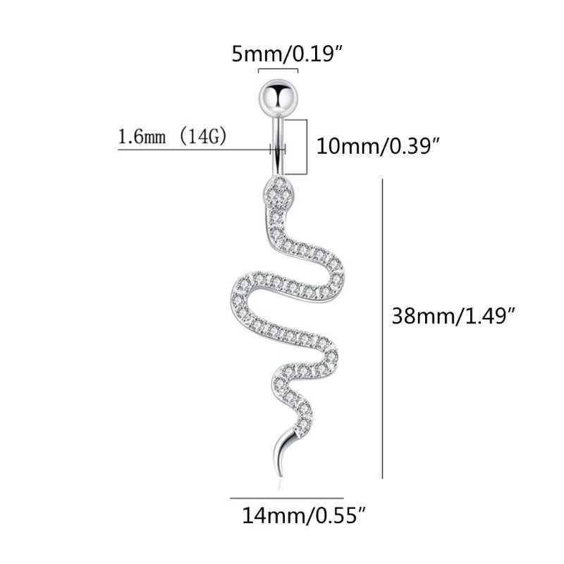 Navel Bell Button Rings Fashion Snake Design Belly Button Rings Sparkling Zircon Navel Ring Piercing Bars Sexy Body Jewelry for Women and Girls YQ240125