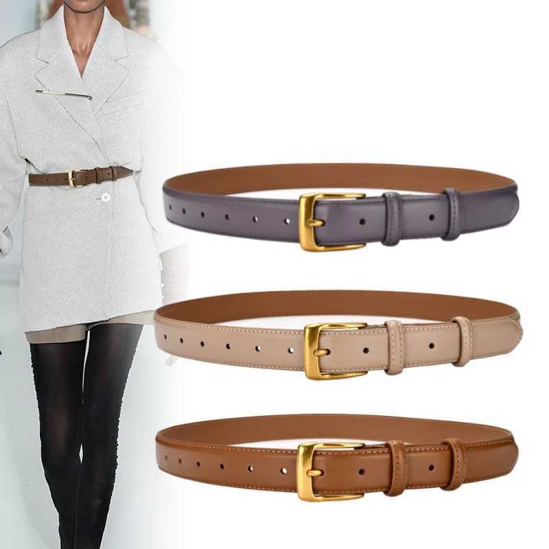 Belts New Luxury Designer WomenGenuine Leather Belt High Quality Metal Pin Buckle Adjustable Waistband Fashion Fine Lady Jeans Belts