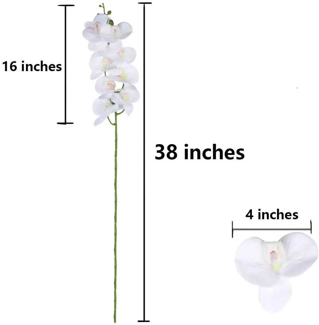 Faux Floral Verdure 9 Têtes Artificielles Orchidées Blanches Fleurs Real Touch Phalaenopsis Grande Fausse Fleur pour La Maison Fête De Mariage Décoration De Jardin YQ240125