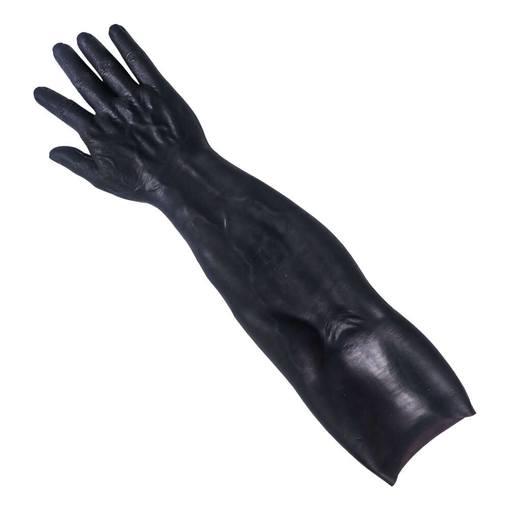 Costume Accessories Customized Dark Skin Tone Hand Gloves with Muscle Arms Realistic Halloween Ho Male Fake Silicone Hands Sleeves for Man