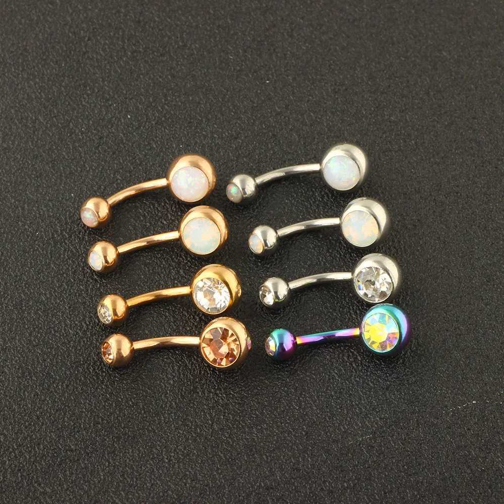 Navel Bell Button Rings Surgical Steel Flower Belly Button Ring 14Gcrystal Belly Ring Body Piercing Sexy Navel Piercing Ring Belly Bar Navel Jewelry YQ240125