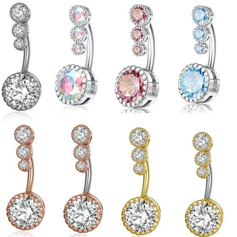 Nombril Bell Button Rings Cristal Nombril Anneaux Nombril Anneau Zircon Goutte Dangle Corps Ventre Piercing Bijoux pour Femmes Plage Ventre Nombril Anneaux YQ240125