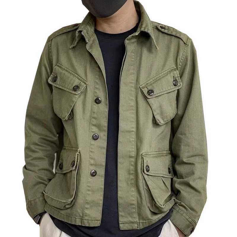 Jaquetas masculinas primavera outono nova jaqueta de selva militar paraquedista terno homens macacão casual casaco superior exército cor sólida roupas masculinas outerwear j240125