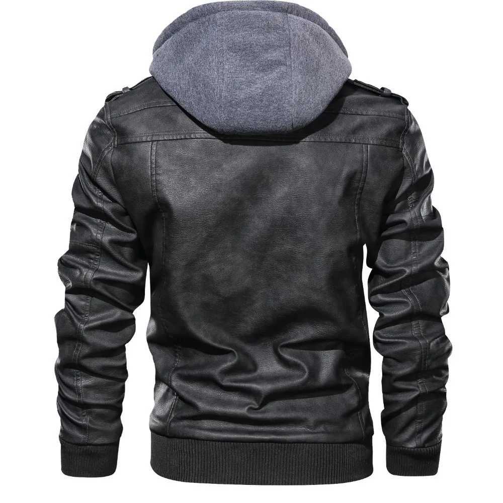 Men's Jackets Hot Sale Leather Jackets Men Autumn Winter Men Biker Faux Leather Coats Casual Motorcycle PU Jacket Hooded Men's Clothes MY975 J240125