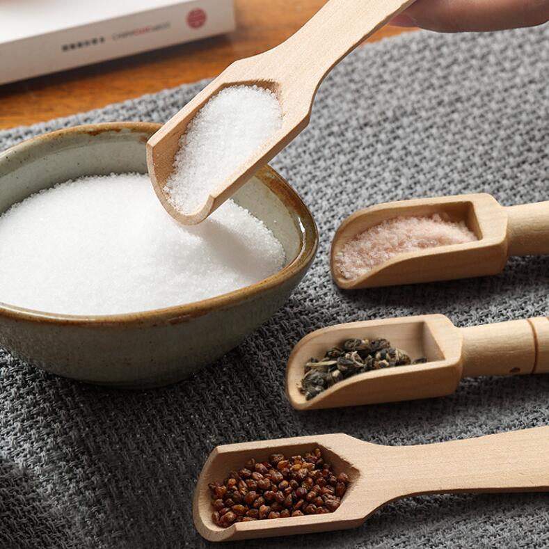 Mini Wooden Teaspoon Small Salt Shovel Bath Salt Spoon Milk Powder Scoops Wood Condiment Spoons Coffee Tea Sugar Spoons Q924