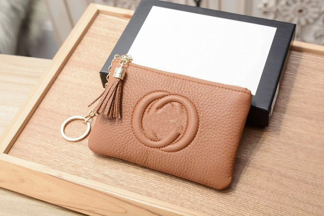 레트로 정품 가죽 지갑 디자이너 여성의 짧은 소고기 카드 케이스 휴대용 대용량 키 체인 지갑