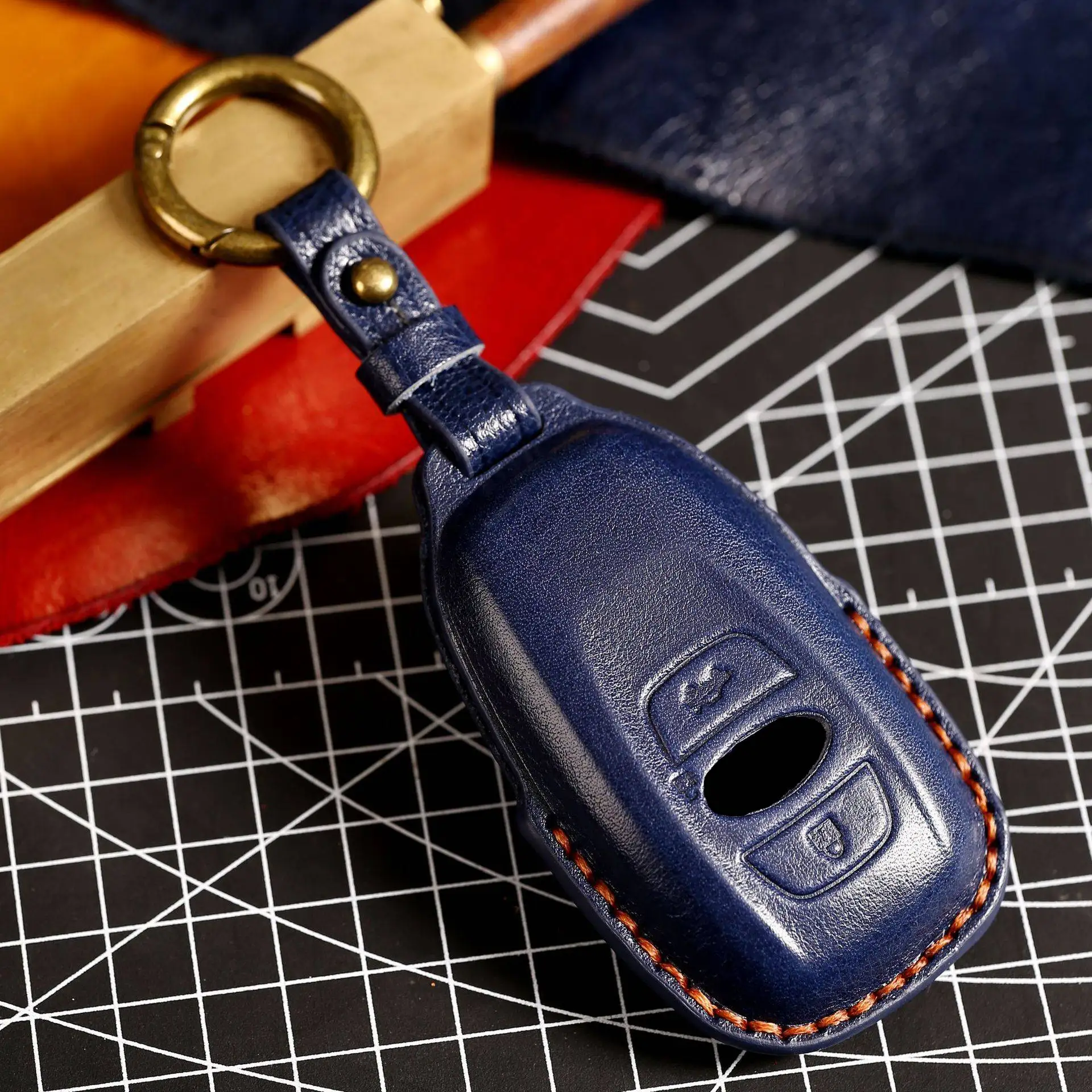 Läderbil Nyckelfodral omslag FOB Protector -tillbehör för Subaru Forester WRX BRZ Legacy Outback Impreza Keychain Holder Shell