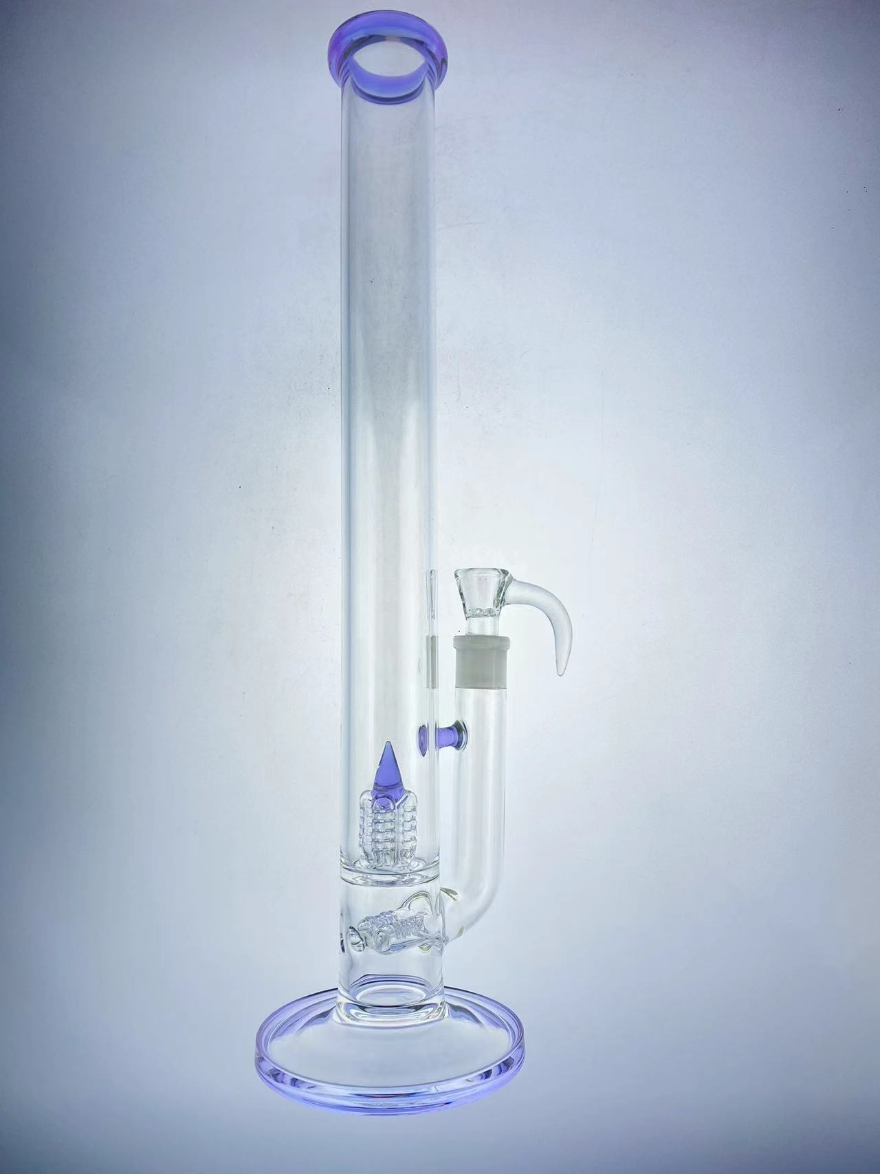 Bong de vidro para cachimbo de fumar 18 polegadas 18 mm detalhes articulados coloridos com roxo cfl 2 em linha lindamente projetado bem-vindo ao pedido