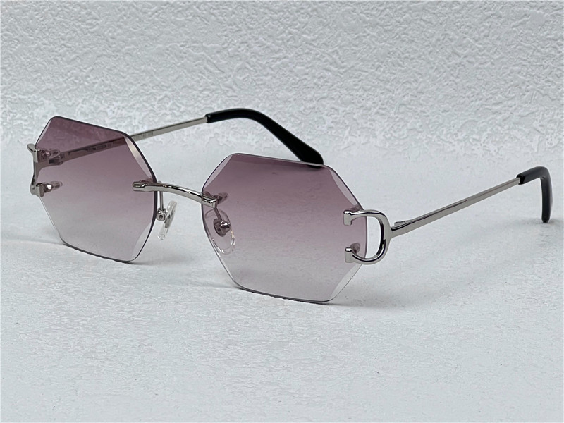 Zonnebril nieuwe retro Piccadilly onregelmatige kristal geslepen lensbril 0118 frameloze mode avant-garde ontwerp uv400 lichtgekleurde decoratieve bril