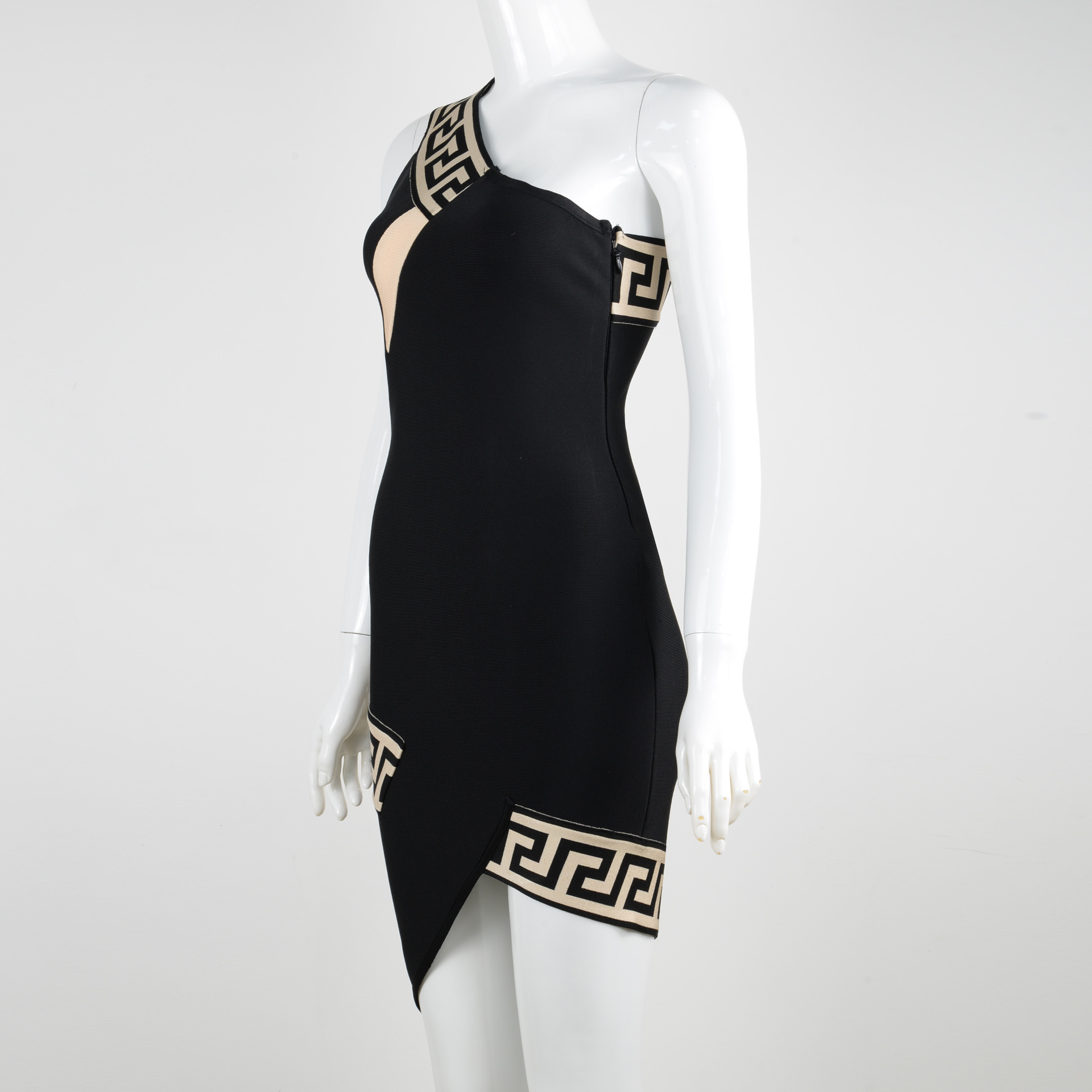 新しいファッションヨーロッパ系アメリカ人女性デザイナーワンショルダージャックヤックセクシーなスリミングパーティー包帯ブラックドレス