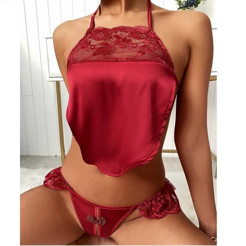 Sexy Set women's sexy lingerie Exotic Lingerie For Lace Bellyband Set Suspender Sleepwear Open Crotch Erotic Thong Temptation Large Size