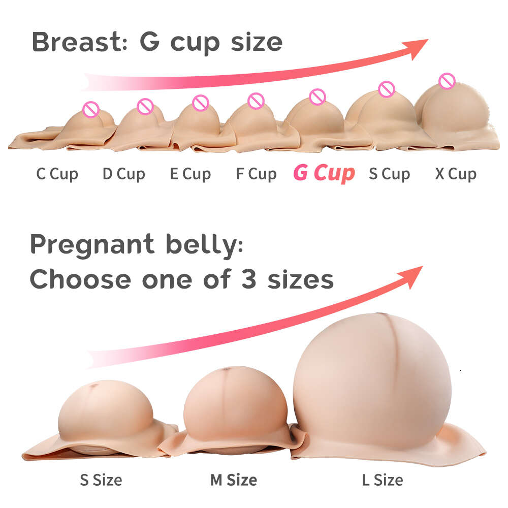 Costume Accessories Different Pregnancy Weeks Artificial Pregnant Belly S M L Size with Fake G Cup Female Boobs Breast Forms Combo Set