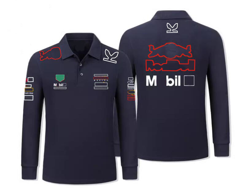 F1 Racing Long Sleeve Polo Derts Men and Women's Team Team Long Sleeve Team Tudle