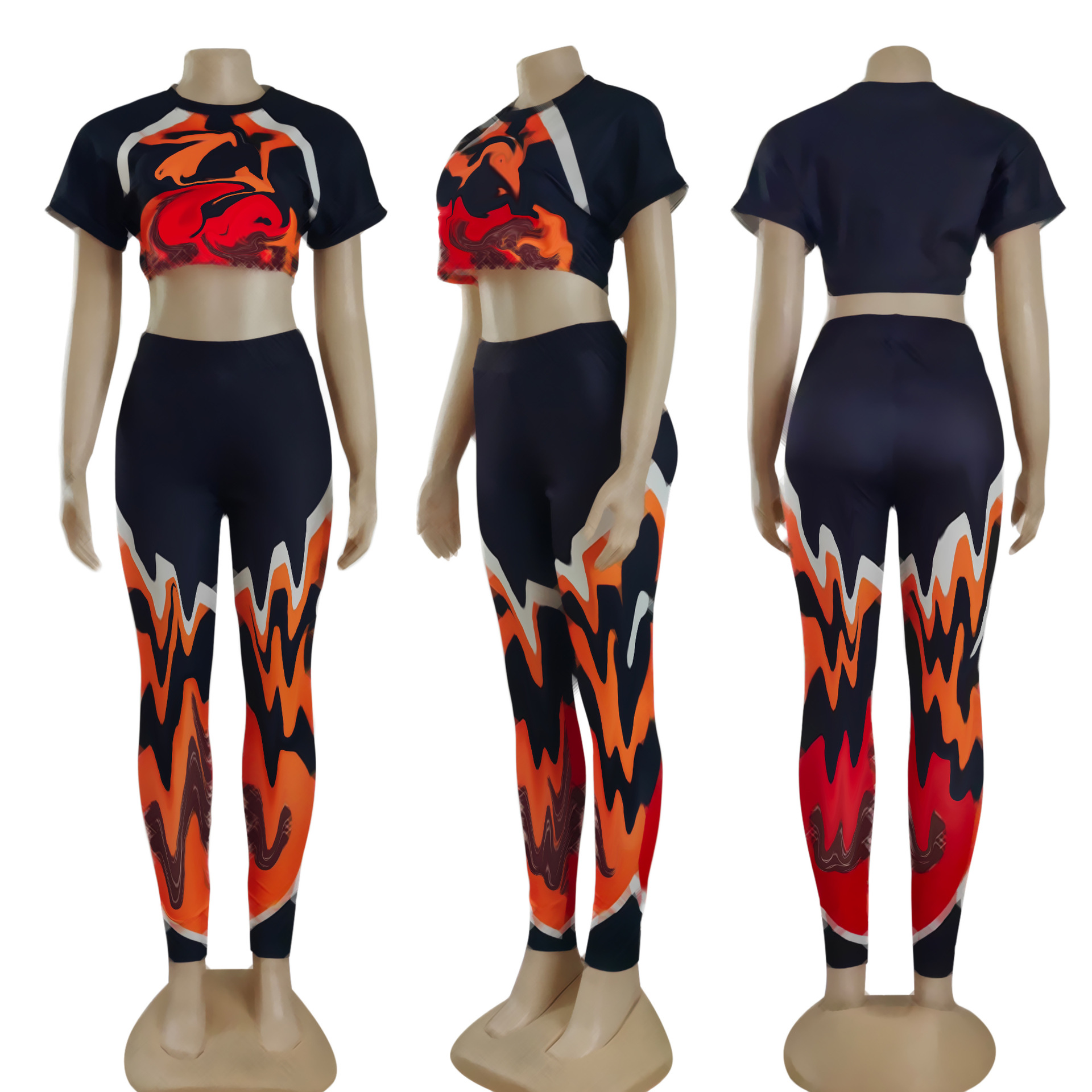 Designer Women's Spring Festival Sports Suit Sim Fashion Women's Print Short Ssleeve Two-Piece Set Storlek S-2XL J2948