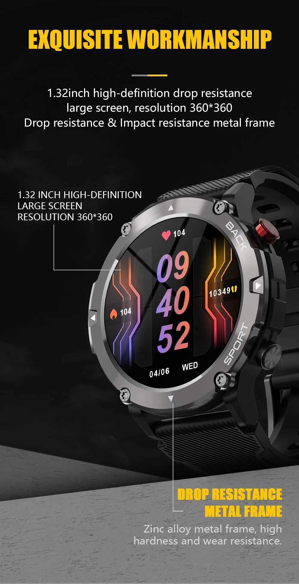 Smart Watches CUBOT C21 Waterproof Smart Watch Men 1.32 Inch Fitness Tracker Sport Wrist Smartwatch For Android IOS Outdoor Bluetooth Call YQ240125