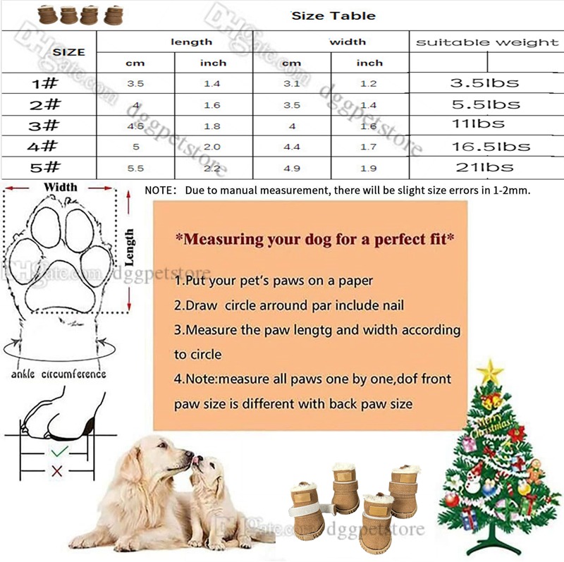 Chaussures de marque pour chien, vêtements de marque, bottes pour chien, chaussures antidérapantes pour animaux de compagnie, baskets chaudes et antidérapantes, protecteurs de pattes avec fermeture à boucle et crochet, ensemble de 4 pièces marron A933