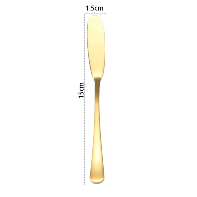 304 Rostfritt stål Kaffekassar Söta glassdessert Scoop Pudding Mixing Spoons Gold Color Butter Knife Flatware Q926