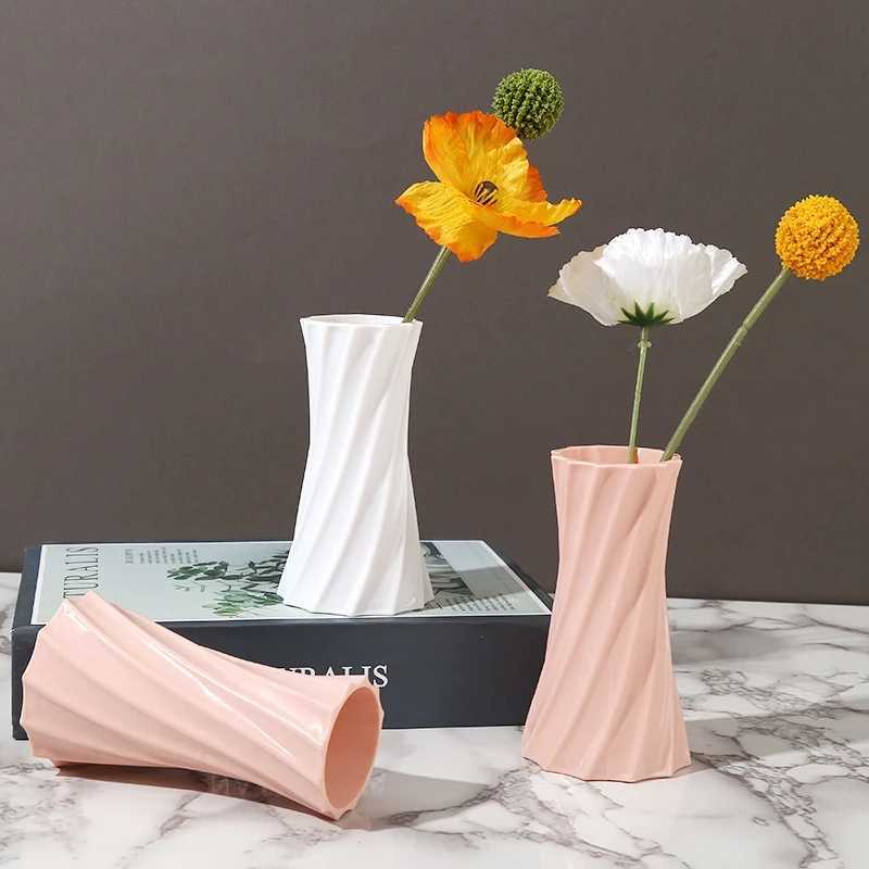 Vases Ins Plastic Flower Vase Hydroponic Pot Arrangement de plante Conteneur Bouteille moderne Ornement de bureau à domicile Décor de mariage