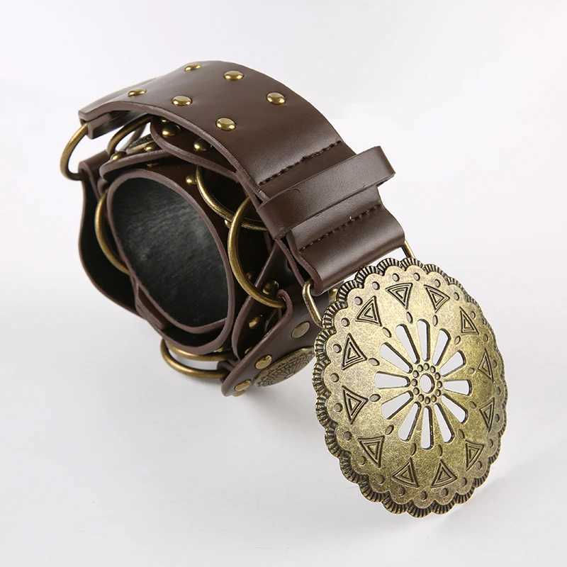 Ceintures Rockmore Vintage en cuir PU anneau creux large ceinture y2k Streetwear Punk Rivets ceintures pour femmes accessoires de mode ceinture