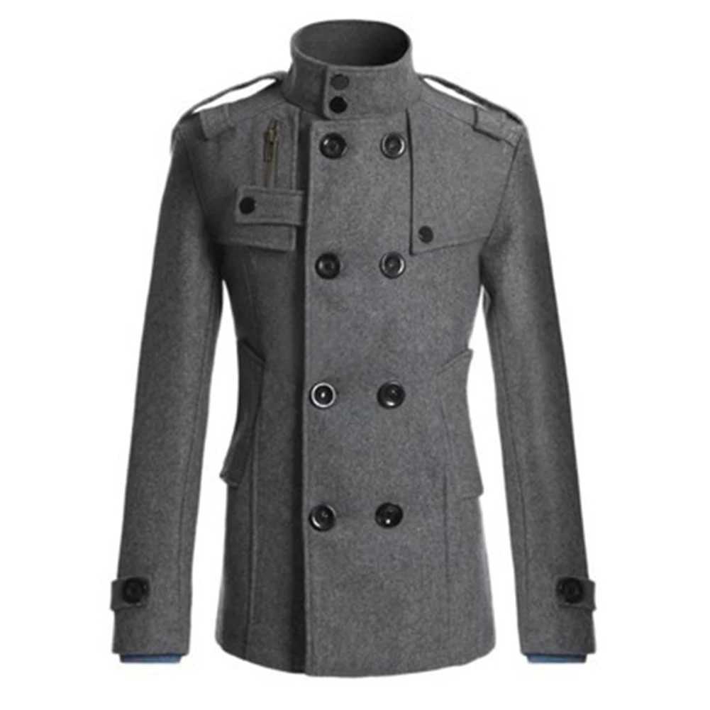 Mäns jackor Vintage Men's Winter Warm Trench Coats Double Breasted Stand Collar Jackets Coats Overcoat Outwear Windbreaker Tops For Man J240125