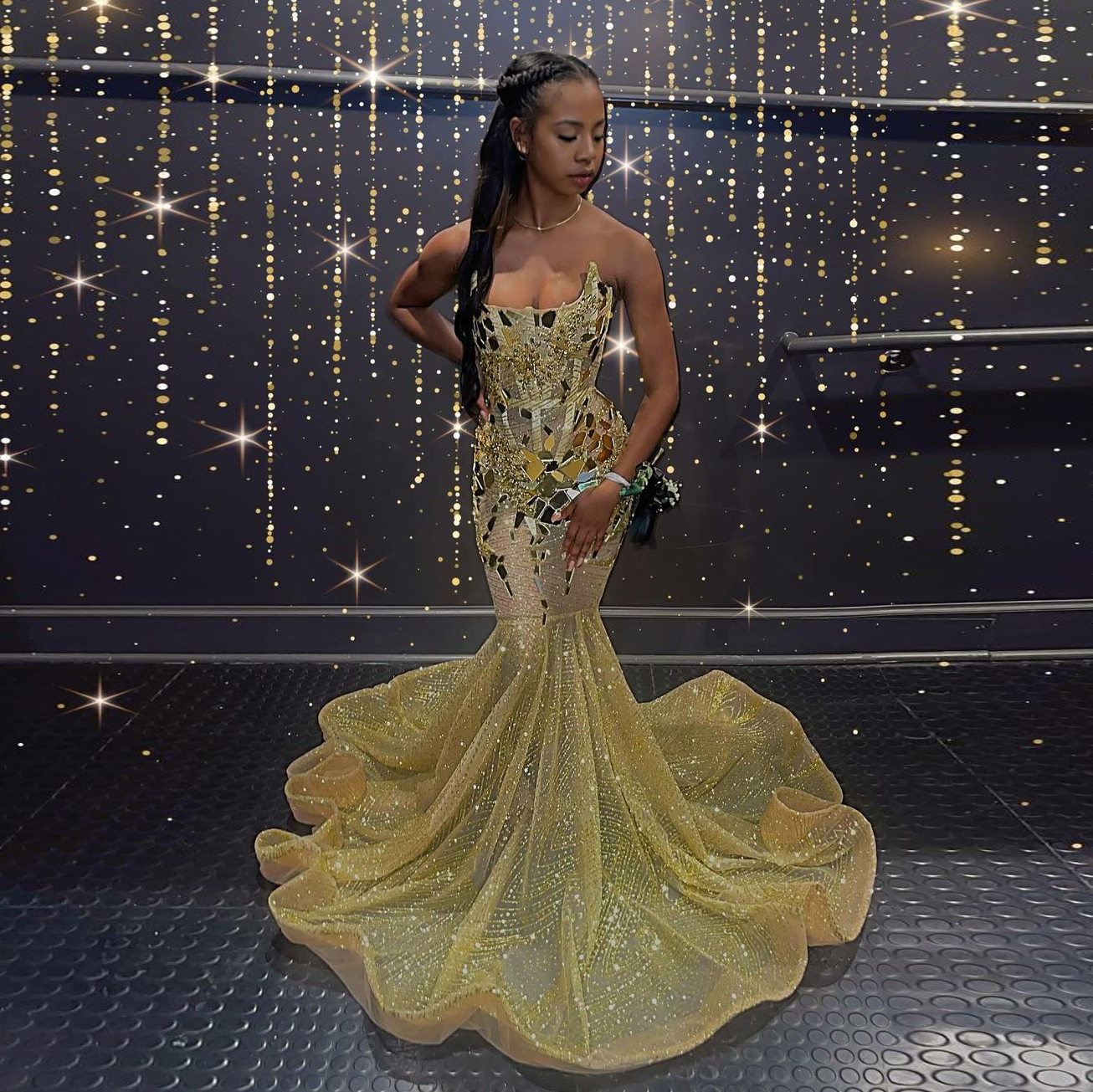 Vestido De graduación De sirena dorado brillante, vestido De fiesta De graduación De lujo sin tirantes con cuentas y lentejuelas, Vestidos largos De noche 2024