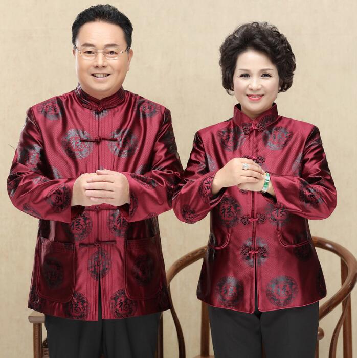 Gorąca wyprzedaż nowy chiński tradycyjny styl mężczyźni kobiety satynowe kurtka swobodna tang garnitur Nowy Rok T -koszule Kurtki Wygodny płaszcz z długim rękawem