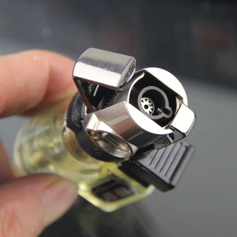 Lighters Portable Mini Gas Lighter Rechargeable Jet Butane Spray Gun Welding Torch Lighter Key Ring Lighters BBQ Outdoor Tools No Fuel YQ240124