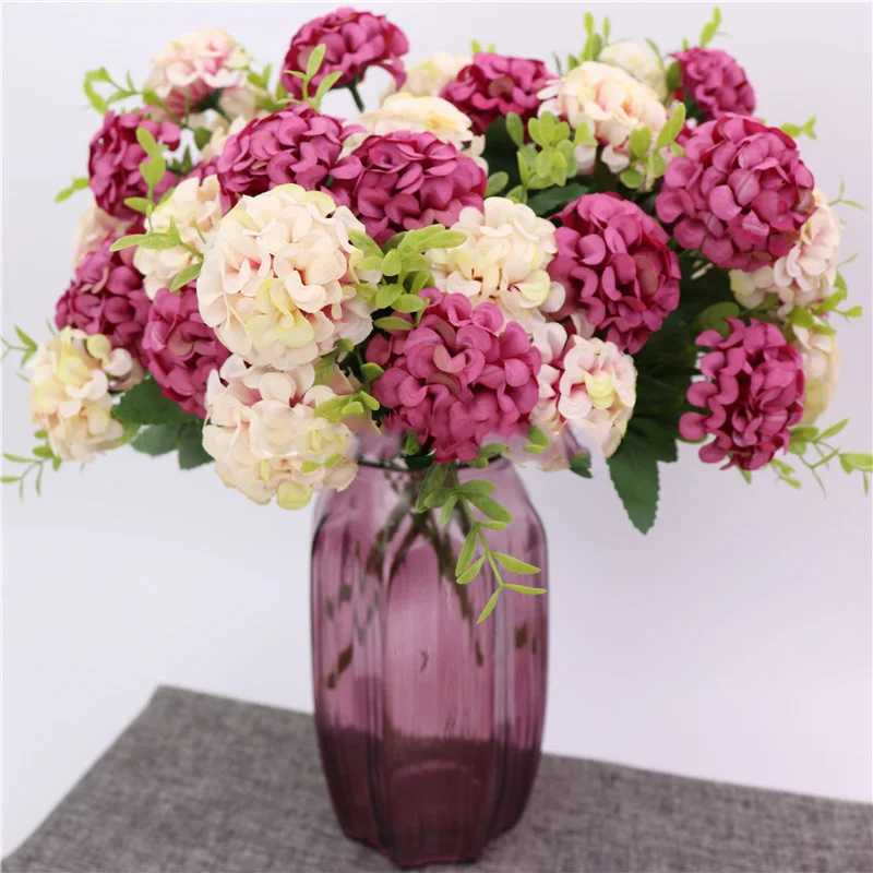 Faux Floral Greenery 10 Flower Head Peony Fake Flowers Luksusowy bukiet dekoracja ślubna stół domowy dekoracja nieba niebieski kwiat YQ240125