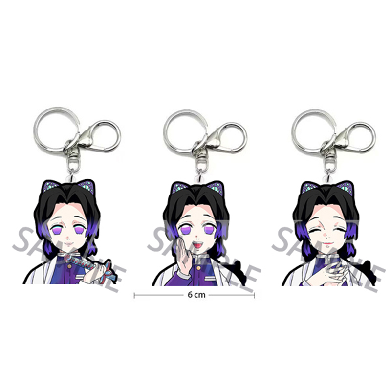 Commercio all'ingrosso Demon Slayer Kochou Shinobu 3D Anime Motion Portachiavi Materiale acrilico PET Doppio lato Immagine Flip Cambia 2-3 Immagine Borsa impermeabile Accessori moda auto