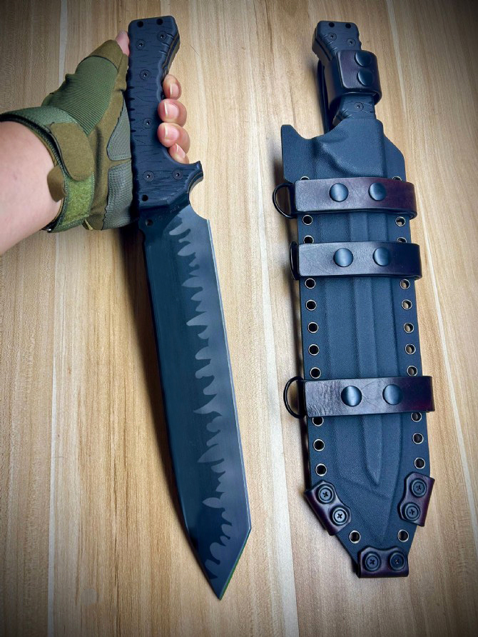 Nouveau couteau tactique de survie haut de gamme M31 robuste Z-wear revêtement en titane lame Tanto noir poignée Full Tang G10 couteaux droits à lame fixe avec cuir Kydex