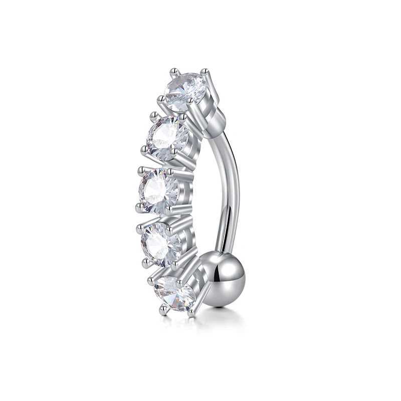 Anéis de botão de sino de umbigo femininos na moda piercing de barriga de aço inoxidável piercings de umbigo de cristal pendurados acessórios de flores punk anéis de umbigo femininos YQ240125