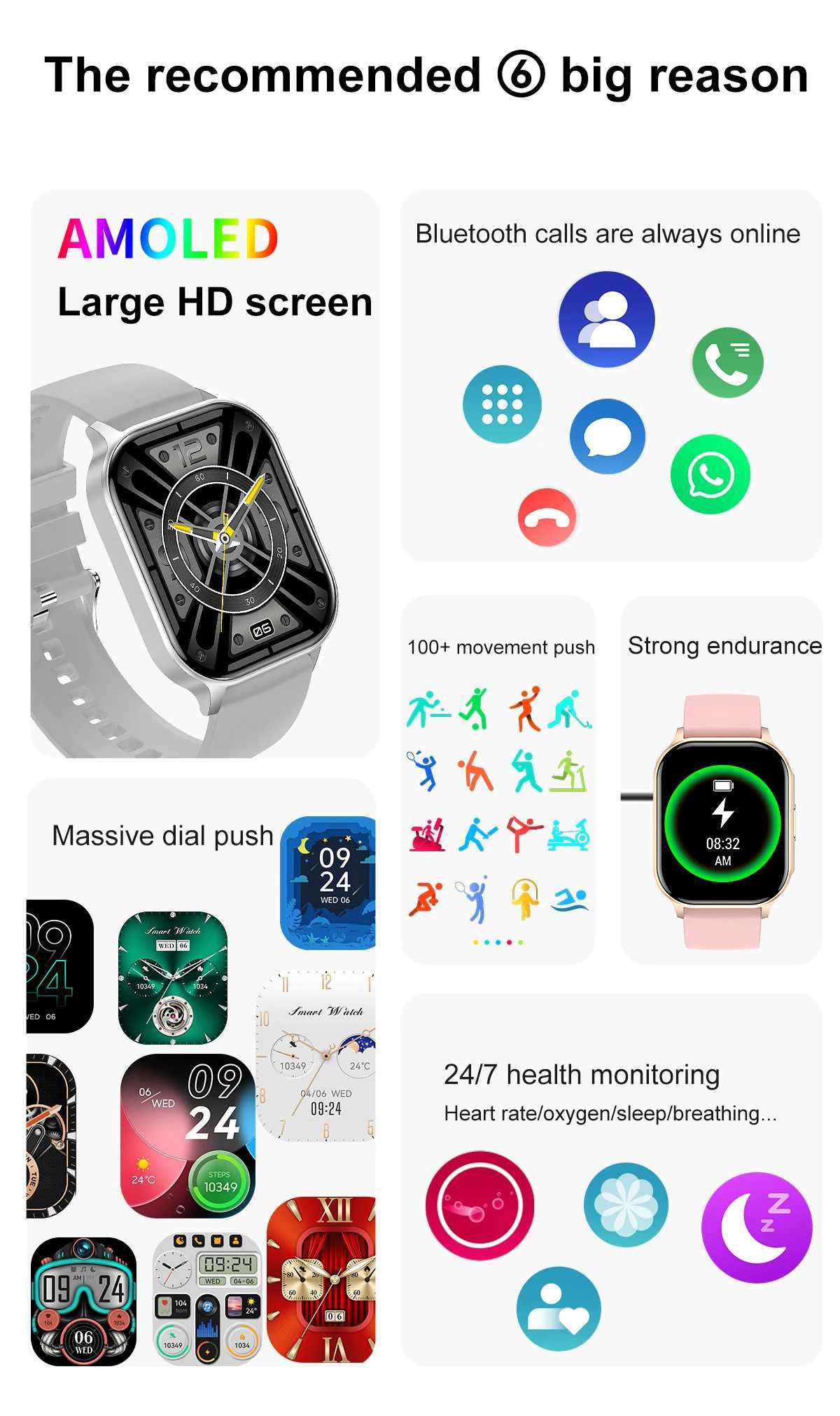 Smart Watches LEMFO HK26 Smart Watch 2.04 Inch AMOLED Men Women Bluetooth Call Sport Smartwatch 2023 Health Monitor IP67 Waterproof PK Ultra 8 YQ240125