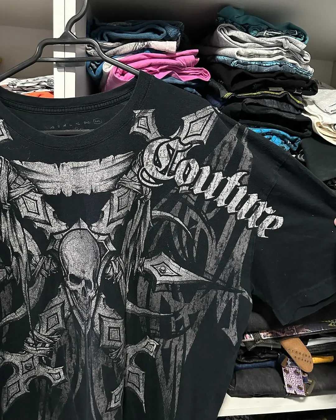 Men's T-Shirts New Y2K Hip Hop Skull Pattern Extra Large T-shirt Mens Short Top Retro H240429