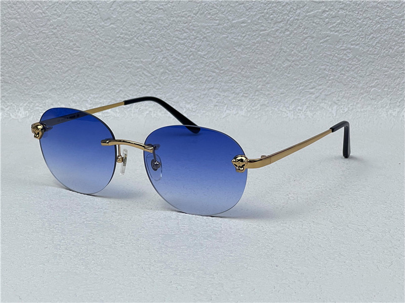 Nuevas gafas de sol de moda para hombre, montura retro redonda 0028, gafas sin montura de animales de metal, gafas de diseño popular vintage moderno de calidad superior con estuche