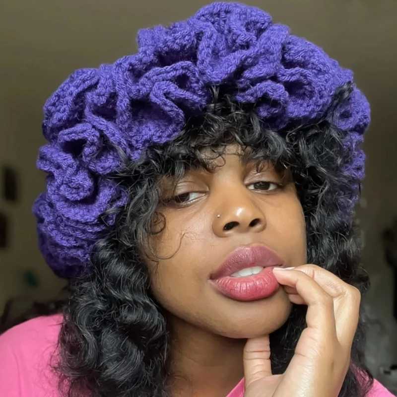 Bonnet/Casquettes de crâne Chapeau de pêcheur au crochet à bord volanté fait à la main Chapeau de pêcheur d'hiver Chapeau de ski au crochet pour adolescents adultes Chapeau de trajet coupe-vent 240125