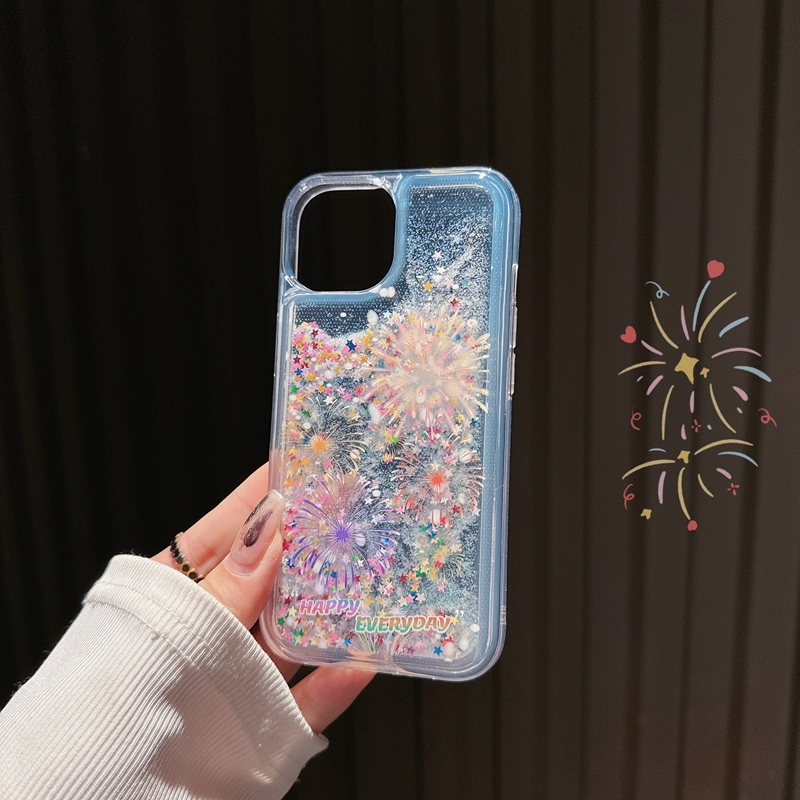 Quicksand Soft TPU Case na iPhone 15 plus 14 pro Max 13 12 11 Masowe zamek Fireworks Płyn Bling Glitter Sparkle Floating Mobile Telefone Tylne okładka skóra