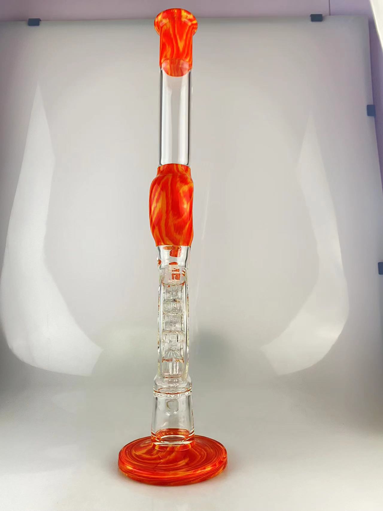 Smoking Pipes Schweizer Bong-Akzente mit feuerorangefarbener Farbe, 18 Zoll hoch, 18 mm, mit Kopfverbindung von hoher Qualität. Willkommen auf Bestellung